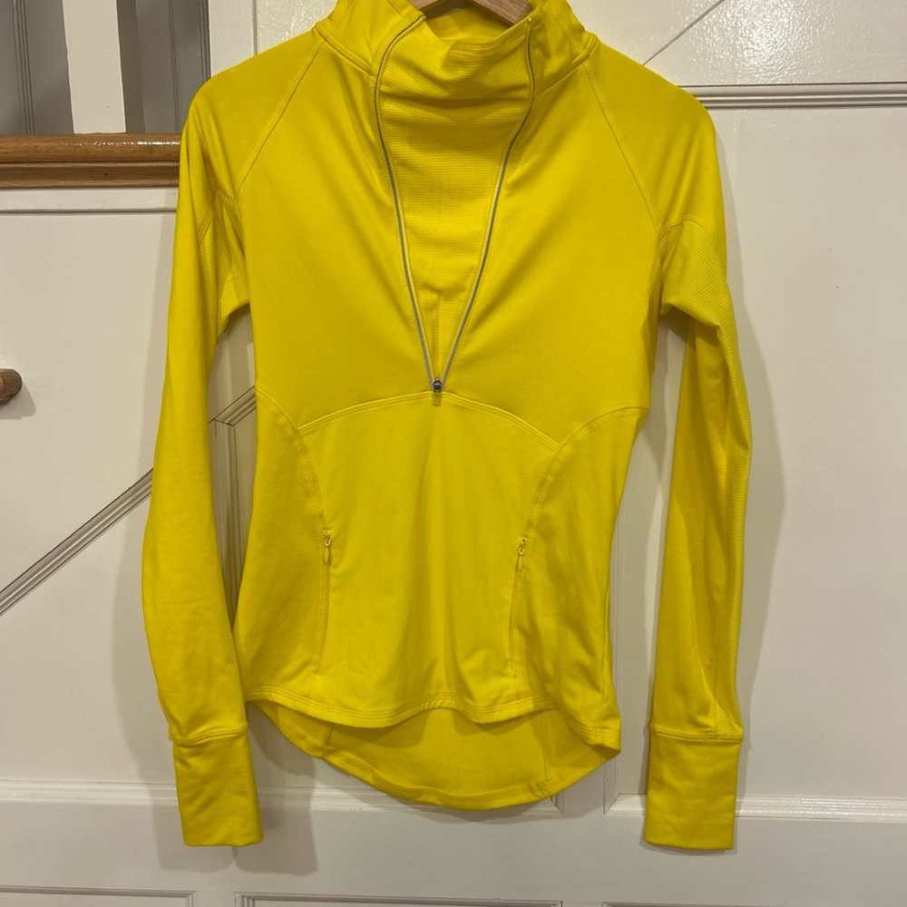 Athleta 1/2 Zip Pullover Womens XXS Yellow Performance Top Zipper Pockets